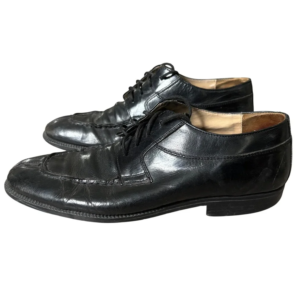 Adolfo Men's Oxford Shoes‎ Sz 10 Black Leather Hand Made in Italy